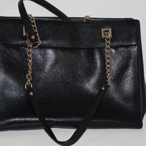 Kate Spade New York Womens Black Leather Chain Strap Inner Pocket Shoulder Bag - Picture 7 of 13